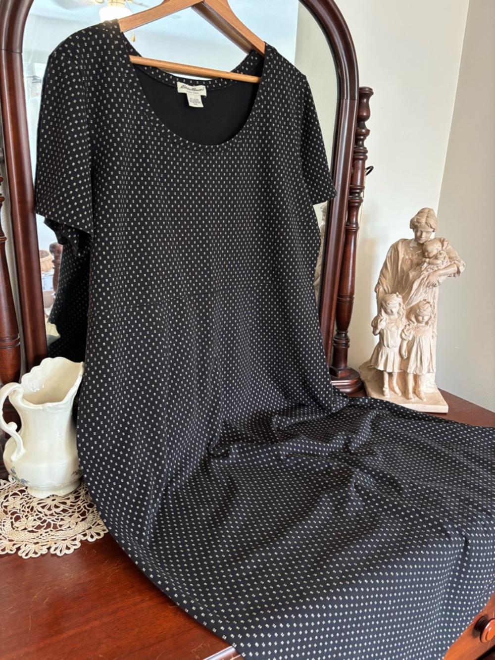 Eddie Bauer Black Cotton Dress with White Detail Size XXL
